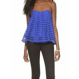 Stylestalker Piano Strapless Crochet Sweetheart Open Back Cobalt Royal Blue S